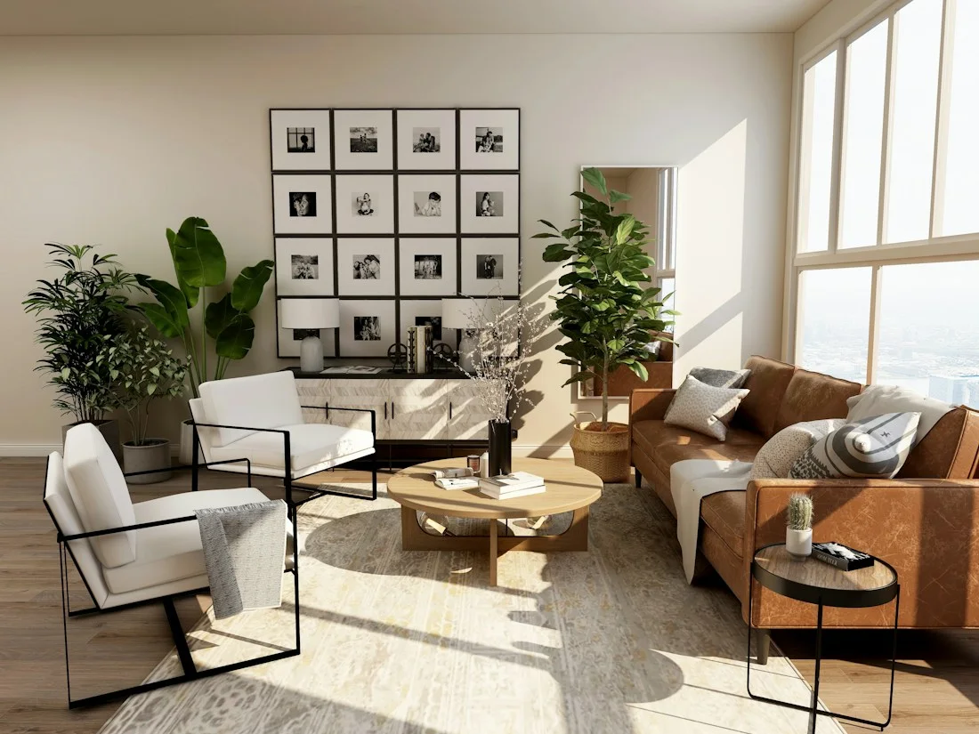 Bright, thoughtfully furnished living room with natural light